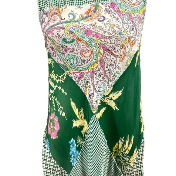 Anthropologie Tiny Trouvaille Slip Dress Midi Scarf Paisley Print‎ Green Size XS - Picture 4 of 10